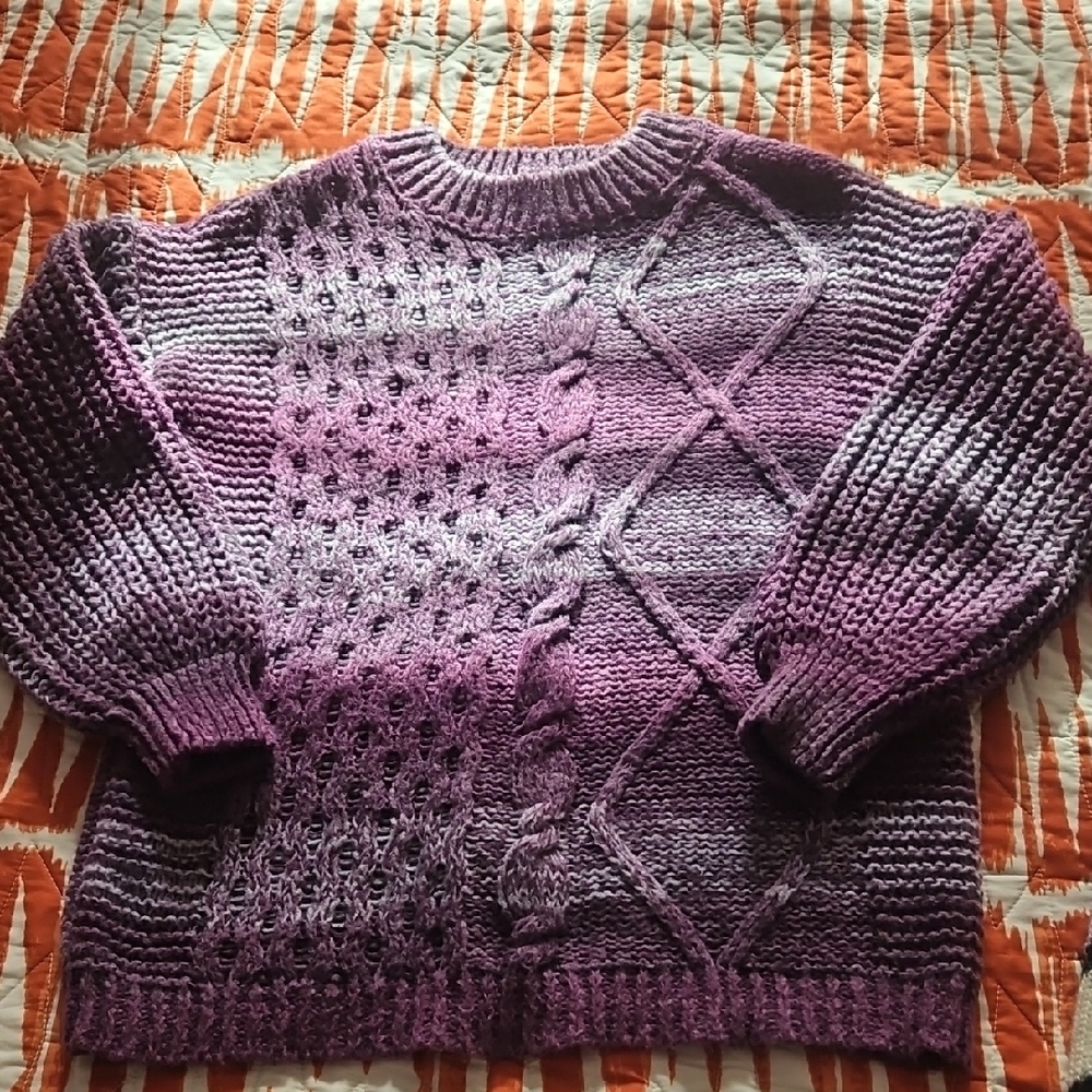 Purple Cable Knit Sweater